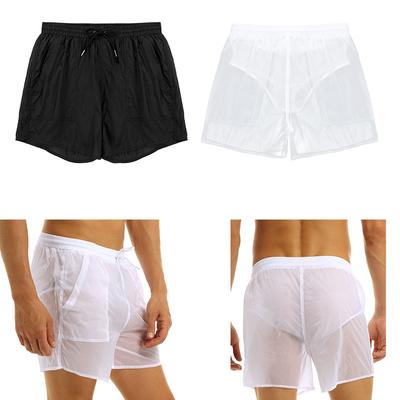 Pánske plavky priehľadné plavecké boxerky plážové šortky so sťahovacou šnúrkou plavky s vreckom