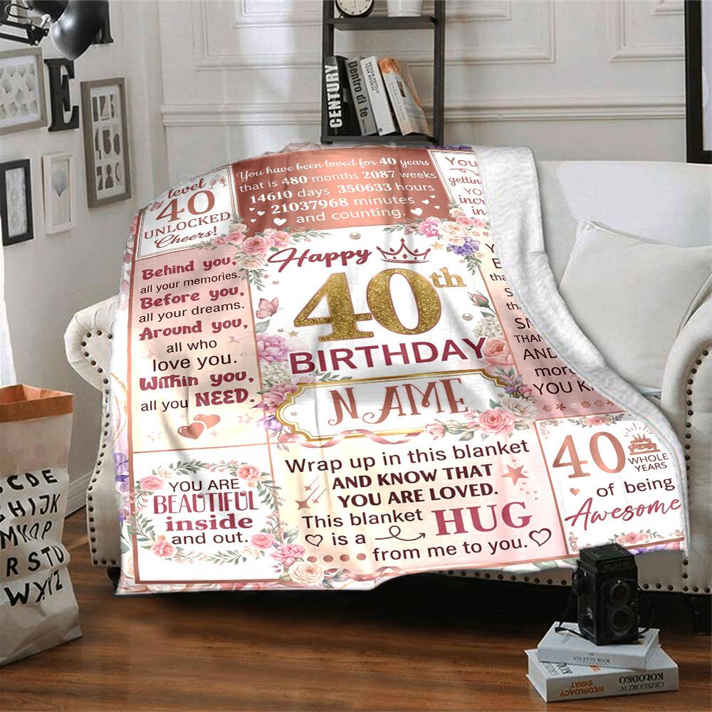 40Th Birthday Celebration Quotesblanket Warmthful Decor Great For Sofa Couch Office Bed Picnics Four Seasons Multipurpose Digital Print Birthday