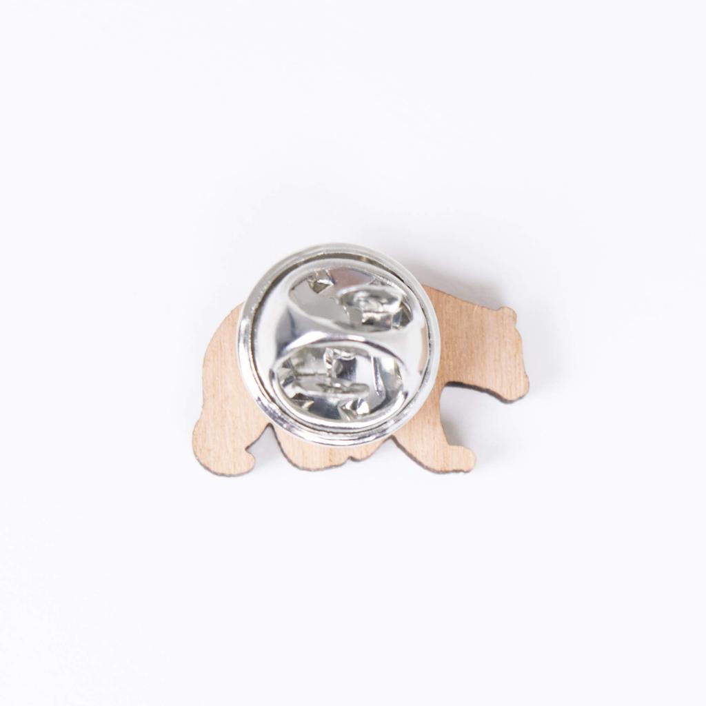 YUTTALIA Wooden Bear Pin Badge, Laser Engraved, Pin Accessory, Handmade Wood Badge, Wooden Badge