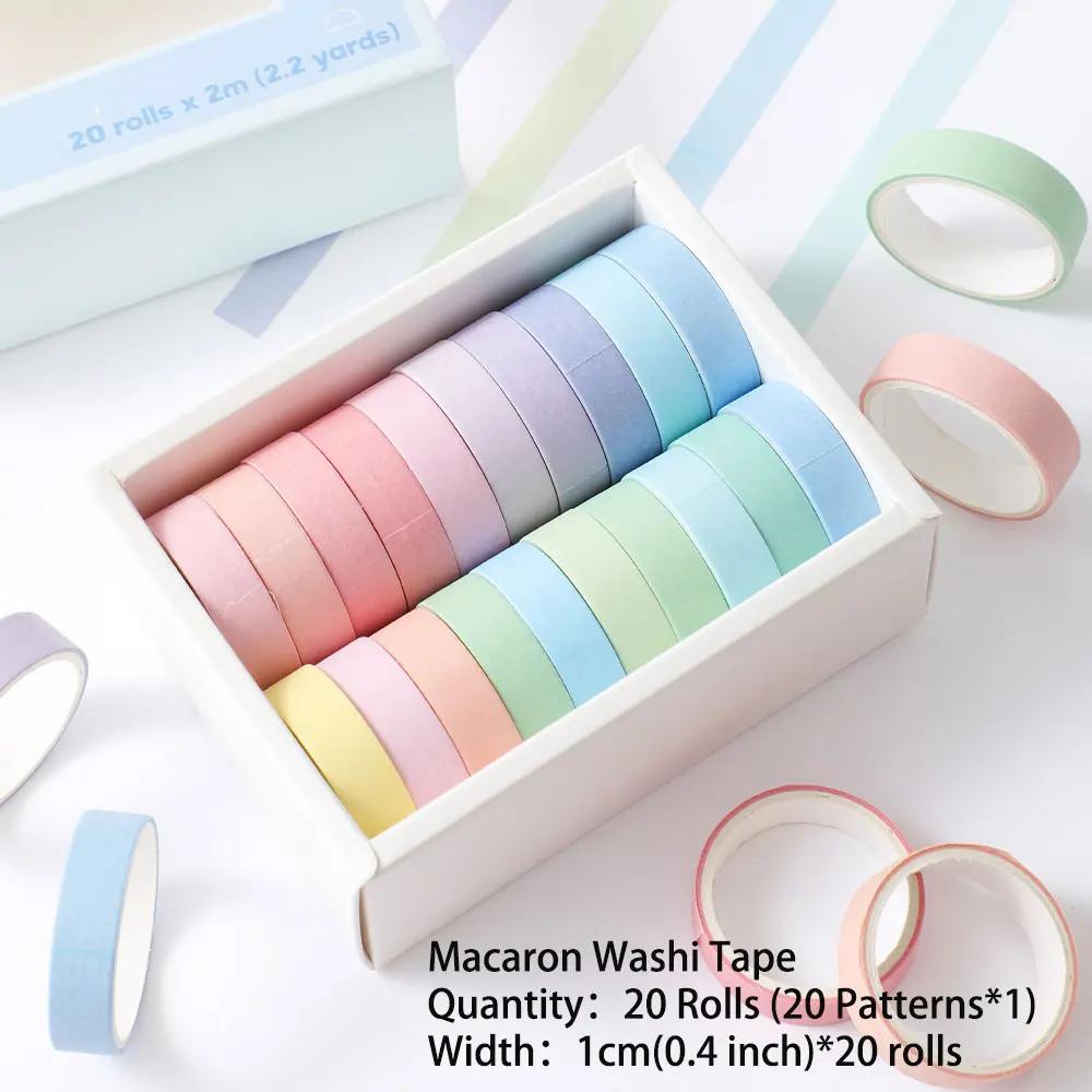 20 rulo Washi Bant Seti Basit İnce Maskeleme Bandı DIY Sanat El Sanatları Hediye Paketleme Günlük Tutma Scrapbooking Etiketleme Kodlama Dekor