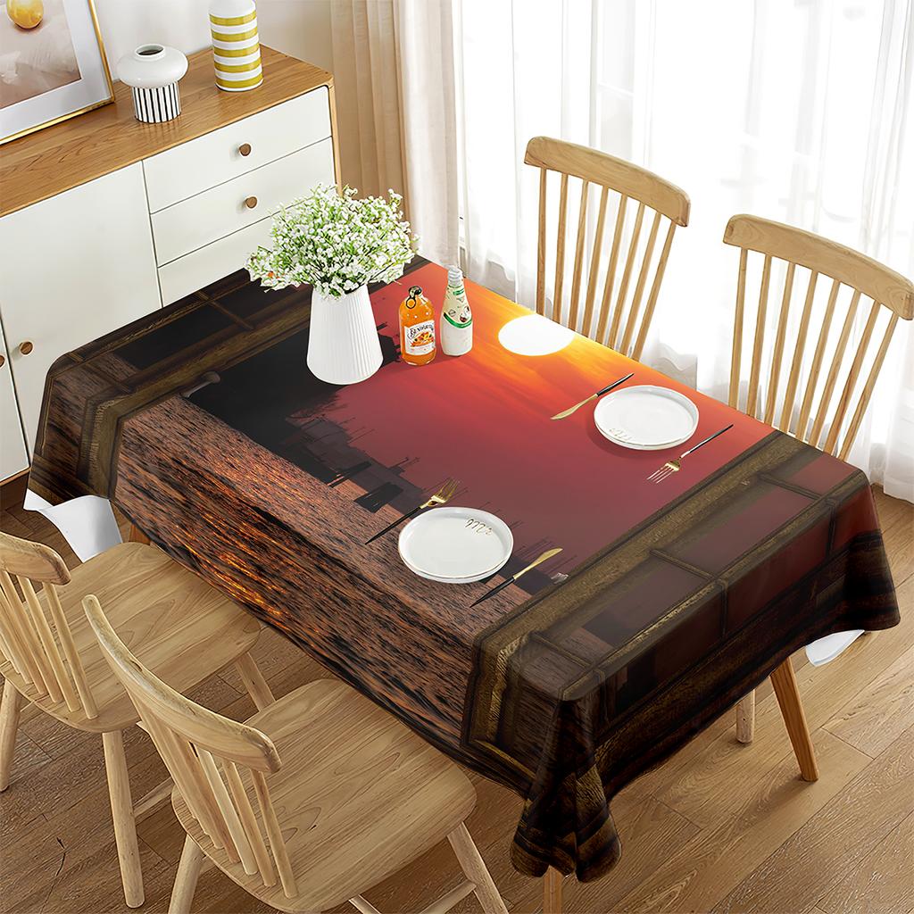 Scenery Outside The Window Tablecloth Beautiful Landscape Rectangular Table Cover for Coffee Table Dining Room Kitchen Decor