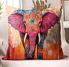 1Pc Bohemian Mandala Elephant Throw Pillow Cover, 2D Double-Sided Print Soft Polyester Cushion Case For Home Sofa Bedroom Car De