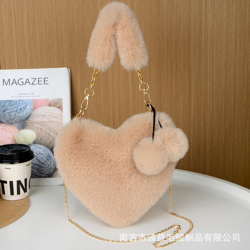 New plush bag fashion love bag autumn and winter versatile shoulder messenger bag love portable change bag