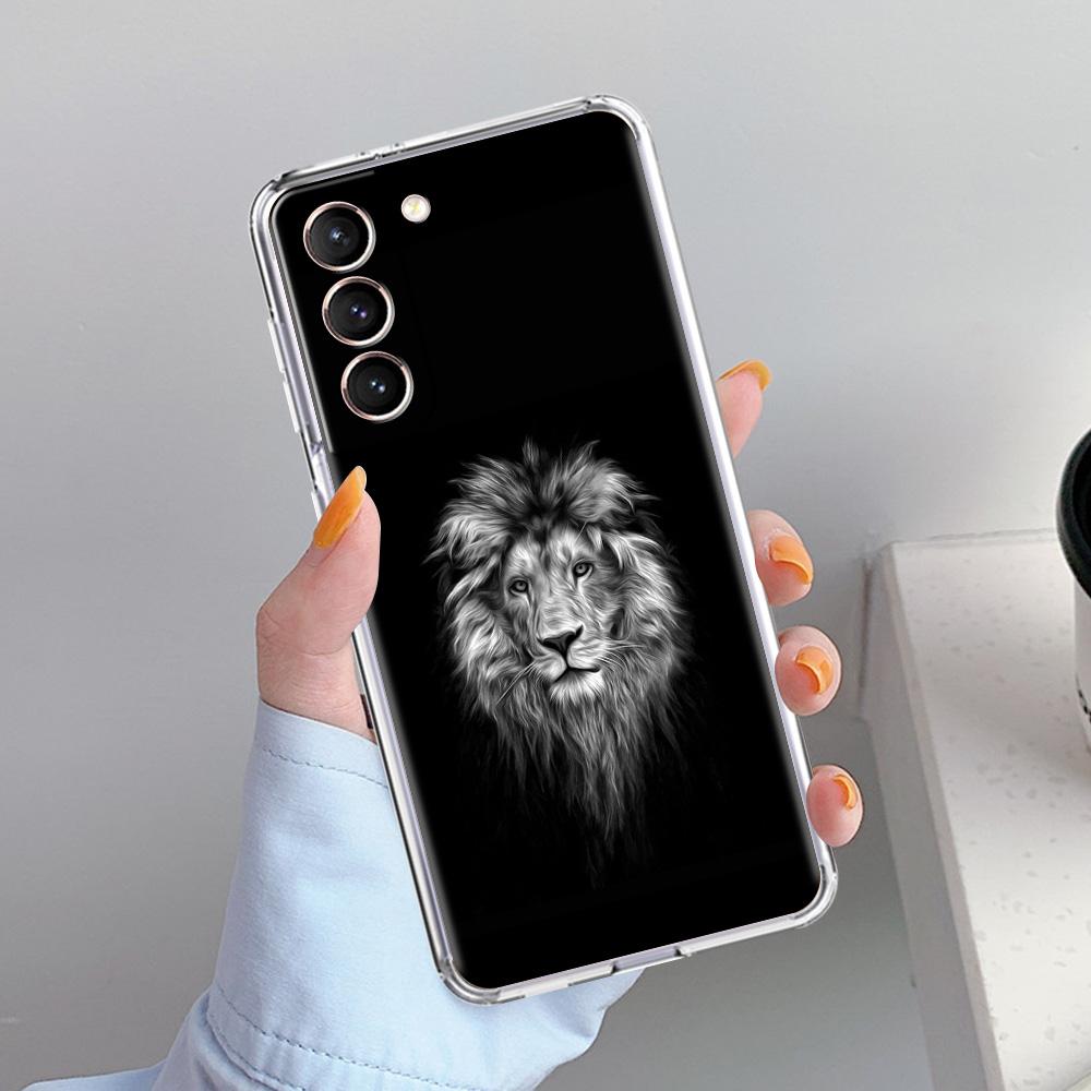 Phone Case For Samsung Galaxy S26 S25 S24 S23 S22 Ultra S20 S21 FE 5G Plus Soft Clear Cover Concise Lion Pattern