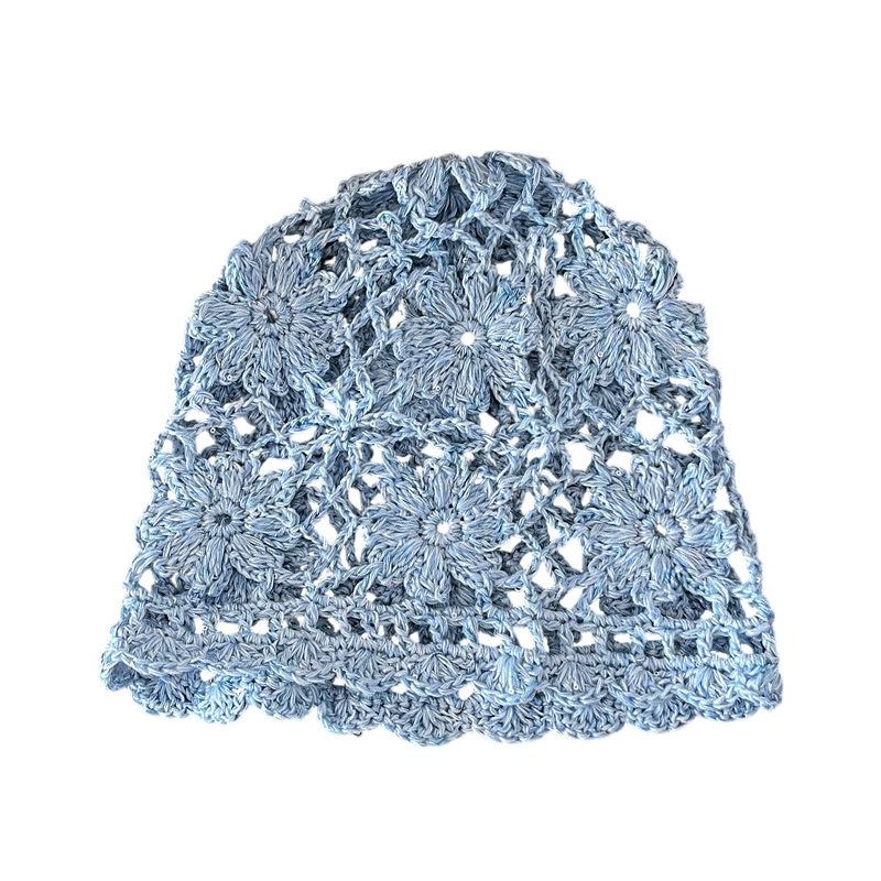 Ju Jingyi Exquisite Headscarf Hat Children Hollowed Out Spring and Summer Thin Literary and Artistic Face Small Woven Hat Stack Hat