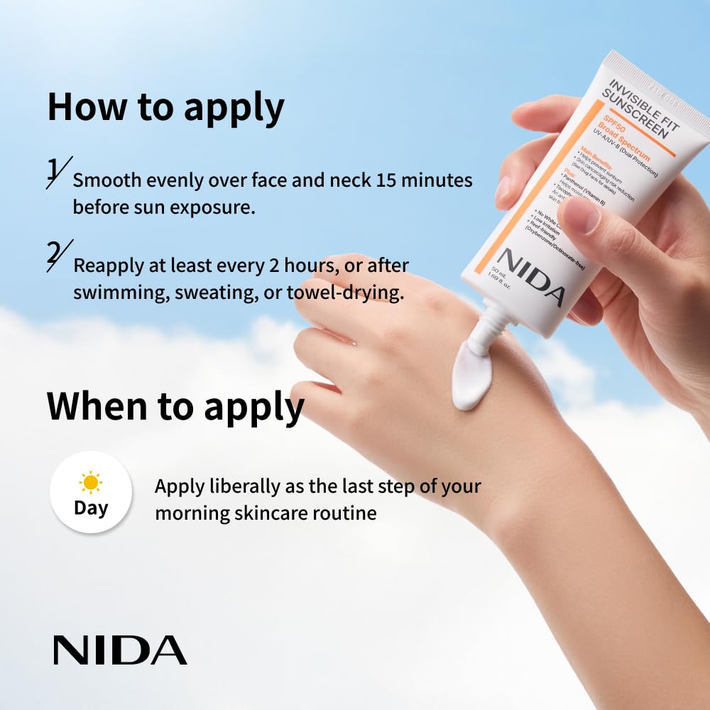 Nida Invisible Fit Sun Cream SPF50 50ml (+Free Gift)