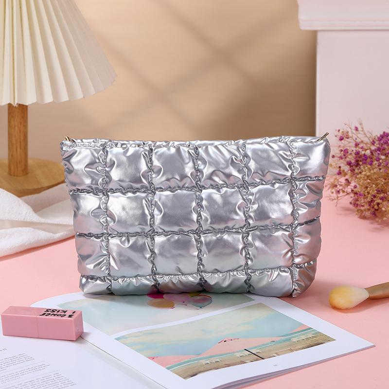Women Simple Bubble Cosmetic Handbag Travel Organizer Makeup Lipsticks Cotton Pouch Fashion Large Capacity Zipper Bag For Girls