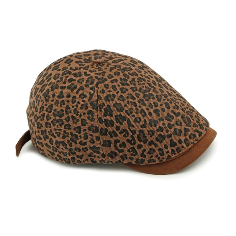 Spring Autumn Leopard Hat Women's Retro Beret Six-Piece Cap Painted Hat Newsboy Cap
