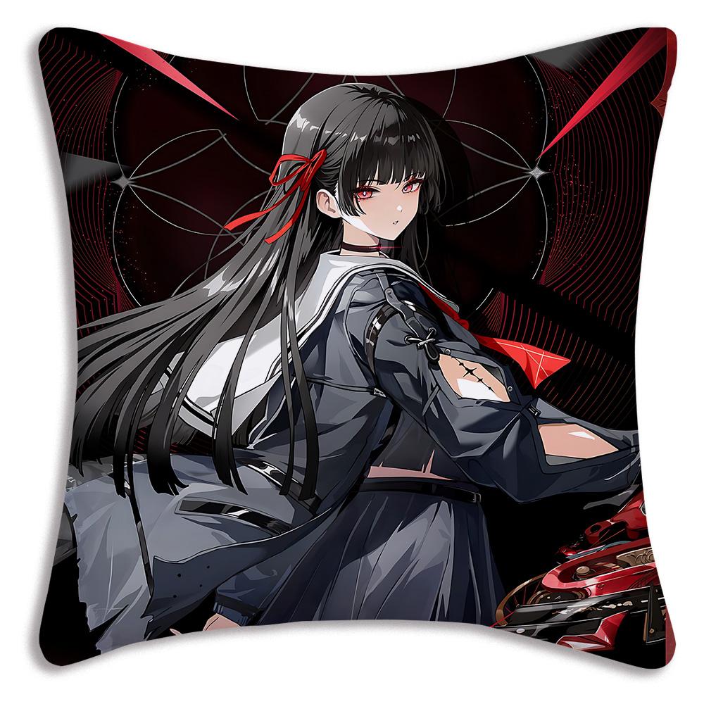 Game Wutherings W-Waves Pillow Covers Cartoon Sofa Decorative Home Double-sided Printing Short Plush Cute Cushion Cover