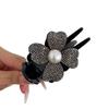 Rhinestone Pearl Four-Leaf Clover Hair Claw Clip for Women - Bun & Ponytail Accessory