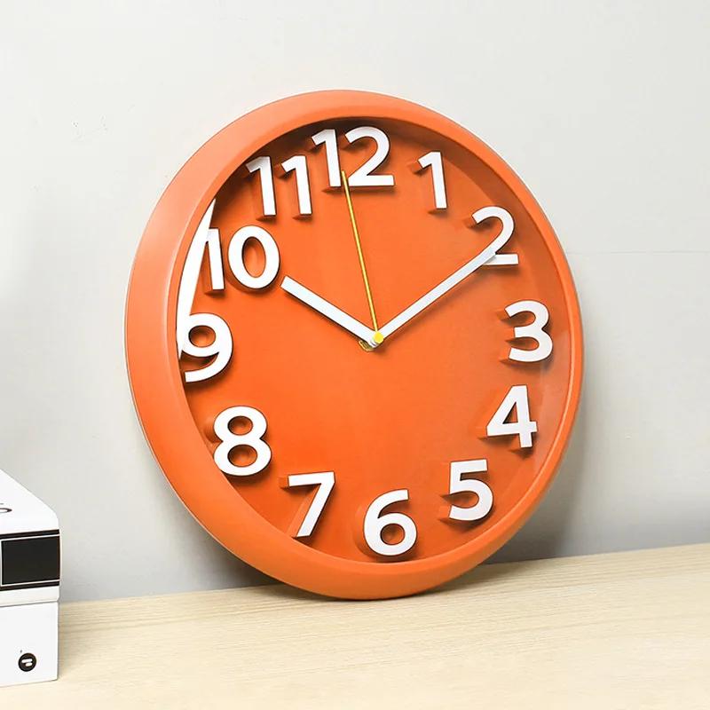 Automatic time-setting wall clock punch-free home living room wall-mounted clock fashion clock