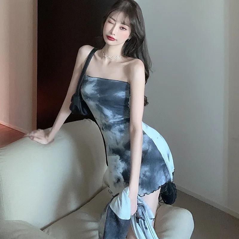 2ks sada podzimní kravatový design Sense Tube Top šaty Ženy Módní Cardigan Top Ležérní Elegantní dvoudílný oblek Plážový styl