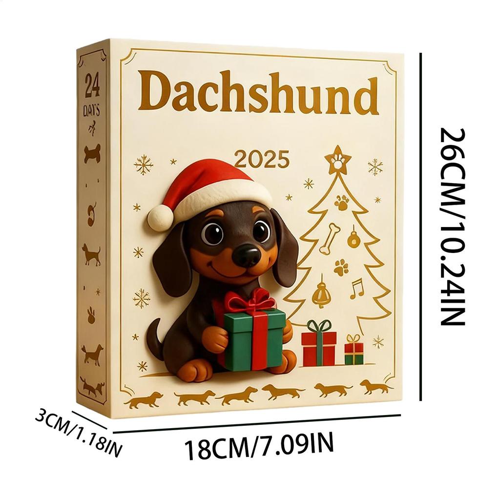 Dachshund Christmas Advent 2D Flat Acrylic Collectible Cute Christmas Dog Pendant Countdown Calendar Dachshund Figurines