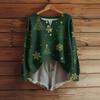 Women's Fashion Long Sleeve Christmas Snowflake Print Top Elegant Casual Top