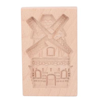 Wooden Cookie Mould Beechwood Reusable Washable Biscuit Press Stamp Mold for Kitchen Baking
