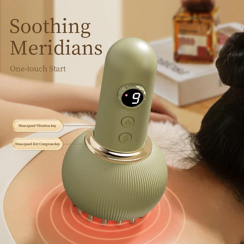 Cordless Electric Cupping Massager Hot Compress Scraping Device Negative Pressure Detox Body Acupoints heating meridian dredging