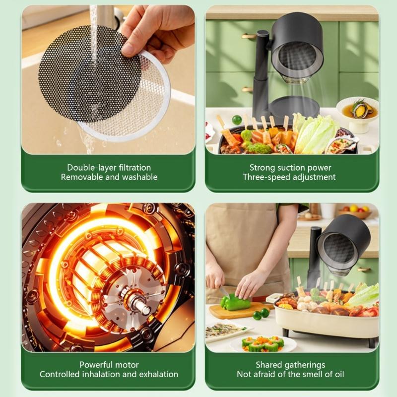 Modern Small Range Hood 220V Portable Small Extractor Hood with 3 Speed Low Noise Exhaust Fan For Small Spaces