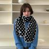 Korean Style Color-Block Polka Dot Double-Sided Scarf For Women  Warm Thickened Furry Knitted Scarfves