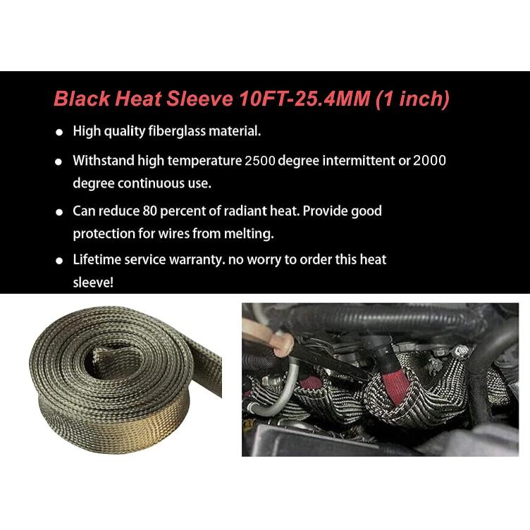Heat Shield Sleeve Fuel Line Heat Shield Auto Hose Spark Plug Wire Cover Protectors Boots Roll 2500 Degree For Car&Auto Wire Loom Brake Cable (1"