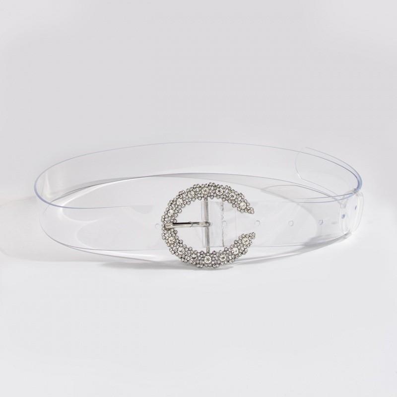 

Сезон Новый 2023 Ремень из ПУ с пряжкой из стразов в черном и коричневом цвете для женщин Clear100cm