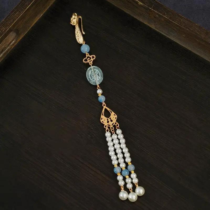 Ancient Style Waist Jade Ornament Waist Pendant Chinese Hanfu Cheongsam Hanging Tassel Waist Chain Pendants Dress Waist Decor