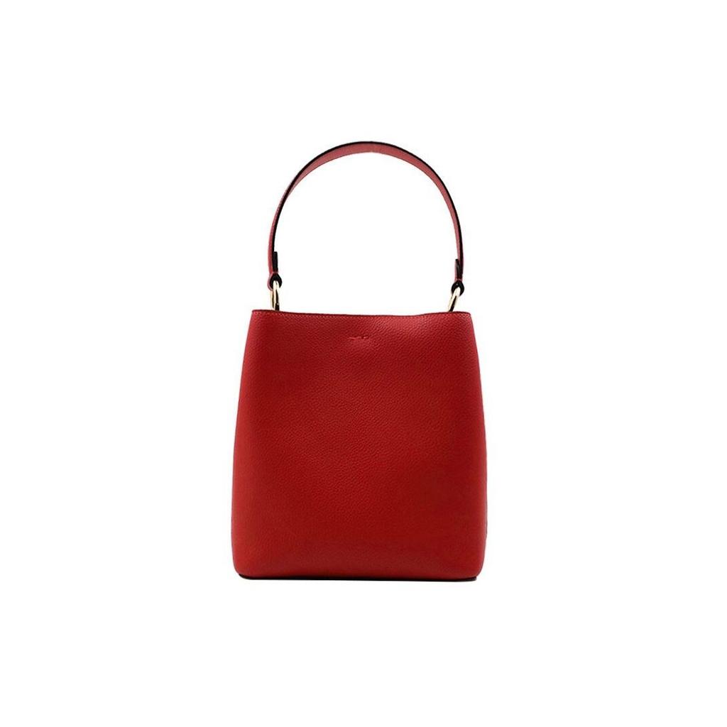Coach Town 21 Fashion Solid Pebble Grain Leather Bucket Bag Women Bags Red 1011-IMS75