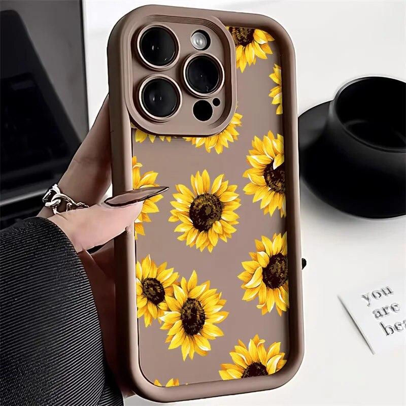 Daisy Flower Phone Case For iPhone 11 Case iPhone 15 14 Pro 13 12 Pro Max XR X XS Max 7 8 15 Plus SE 2020 Soft Candy Color Cover