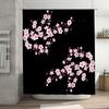 Cherry Blossom Shower Curtain Pink Floral Print Bathroom Decor Customizable Size Black Background Shower Panels Water Repellent