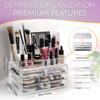 2 Pack Clear Make Up Organizer Countertop,Stackable 4 Drawers Makeup Storage,Vanity Organizers for Dresser Hair Clip,Jewelry