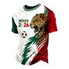 Men's Casual V-Neck Short Sleeve T-Shirt with Soccer Print, Breathable, Mexico Inspired