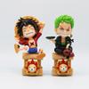 One Piece Luffy Zoro Sanji Figure Q Version Thousand Sunny Base Pvc Anime Collectible Model Doll Toy
