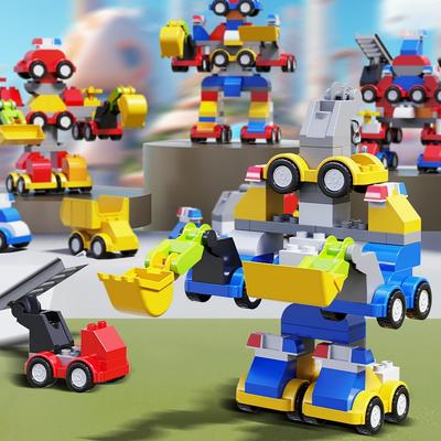 Non-Toxic 35/40/42Pcs Large Particle Building Blocks Car Engineering Traffic Vehicle Excavator Assemble Education Children Toy Diy Bricks
