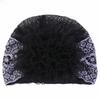 Casual Lace Embroidered Turban Hat Floral Beaded Ready To Wear Muslim Chemo Cap Vintage Lace Pearl Lace Bonnet Female