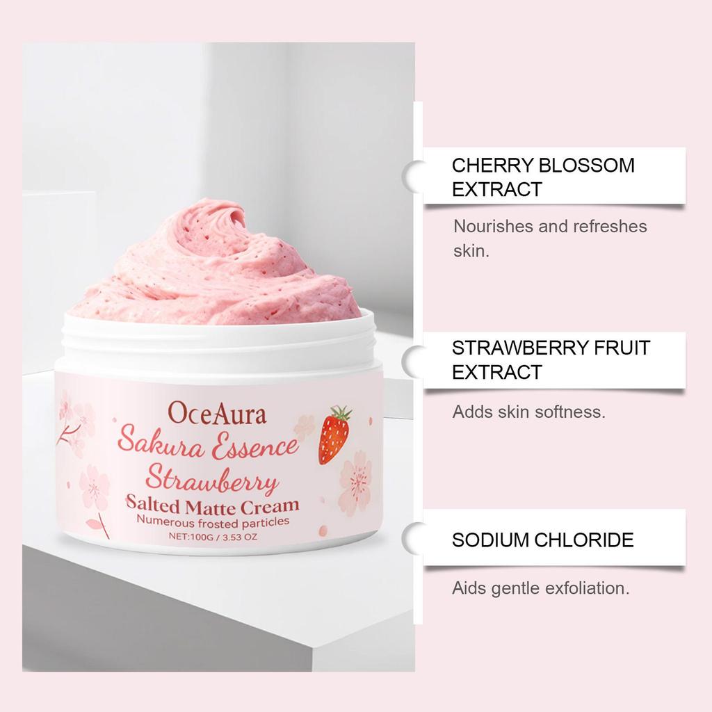 OceAura Cherry Strawberry Body Scrub Gentle Cleansing Skin Nourishing Moisturizing Exfoliating Scrub