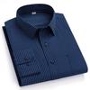 Men's Spread Collar Long Sleeve Striped Dress Shirt with Chest Pocket - Classic Business Formal for Office & Professional Wear