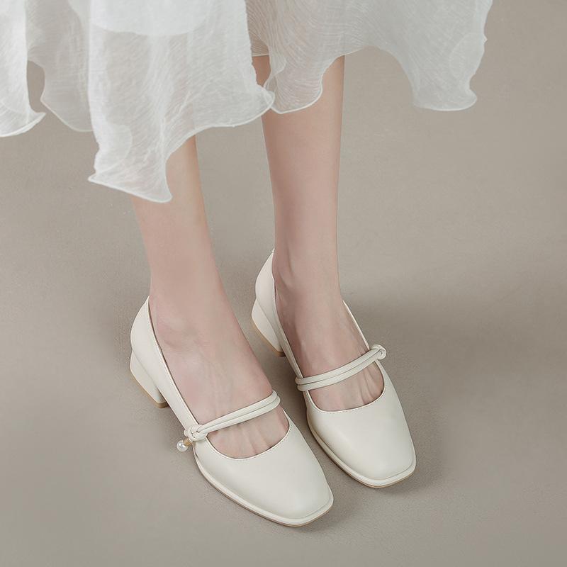 

Туфли на невысоком толстом каблуке, закрывающие подъем стопы, женские туфли с квадратным носком, на мягкой подошве, удобные, не утомляющие ноги, с темпераментом 40 абрикосовый