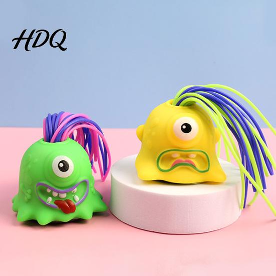Screaming Demon Toy Hair Pulling with 6 Sound Effects Stress Anxiety Relief Colorful Plucking Devil Sensory Fidget Party Favors Kids