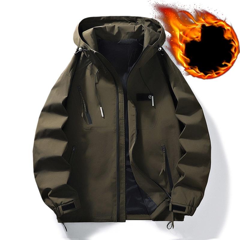 Oversized Jacket Men Waterproof Hooded Windbreaker Bomber Jacket Casual Jacket Loose Zipper Coats