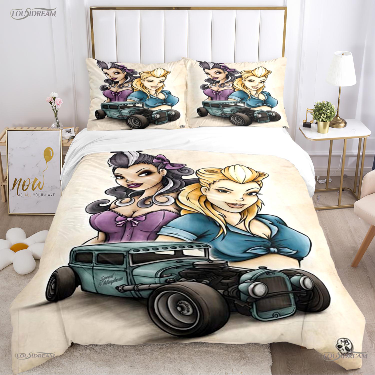 

Rockabilly Hip Hop Music All Season Duvet Cover Comforter Bedding Sets Soft Quilt Cover and Pillowcases Single/Double/Queen/King 135x200cm