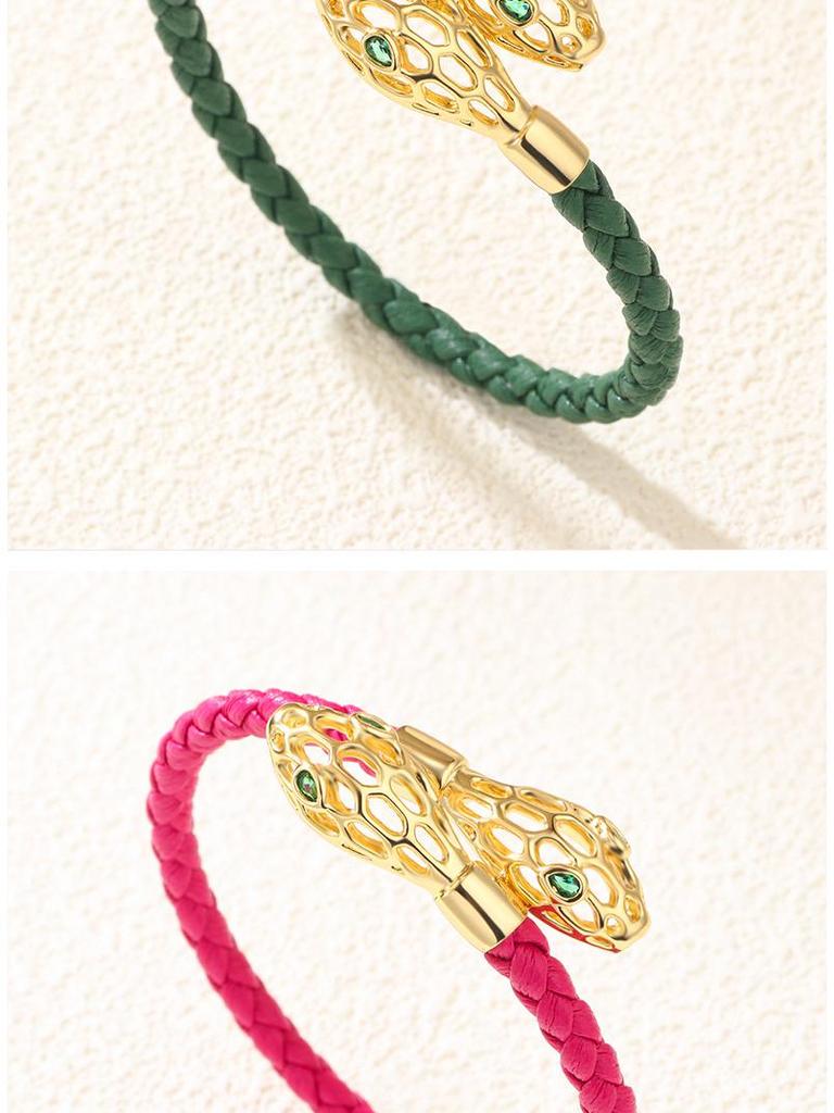 Exquisite Retro Snake Head Open Bangle: Fashionable Woven Bracelet