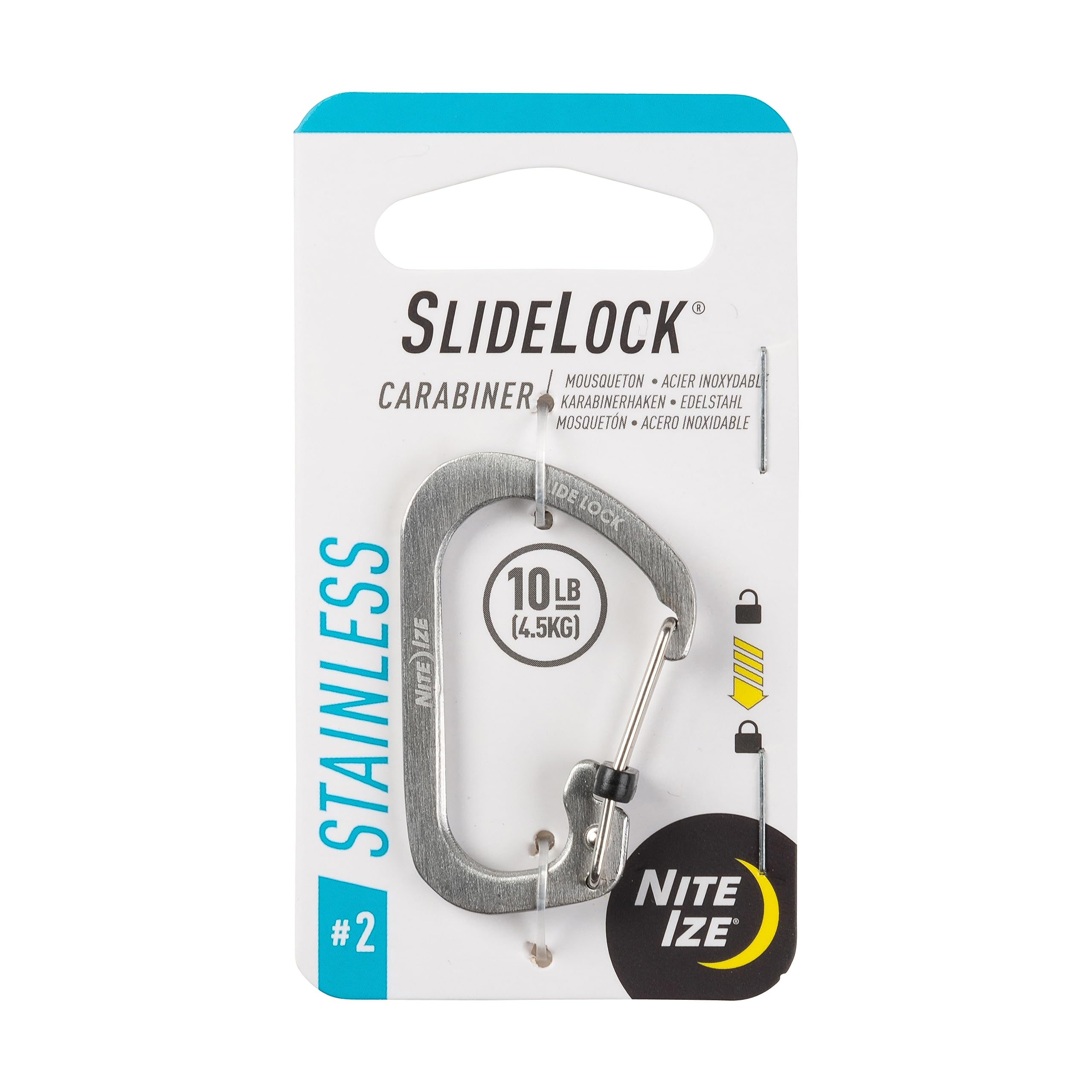 

NITEIZE SLIDELOCK #2 Carabiner All 2 Colors- Secure Gear with Durable Design Silver CSL2-11-R6