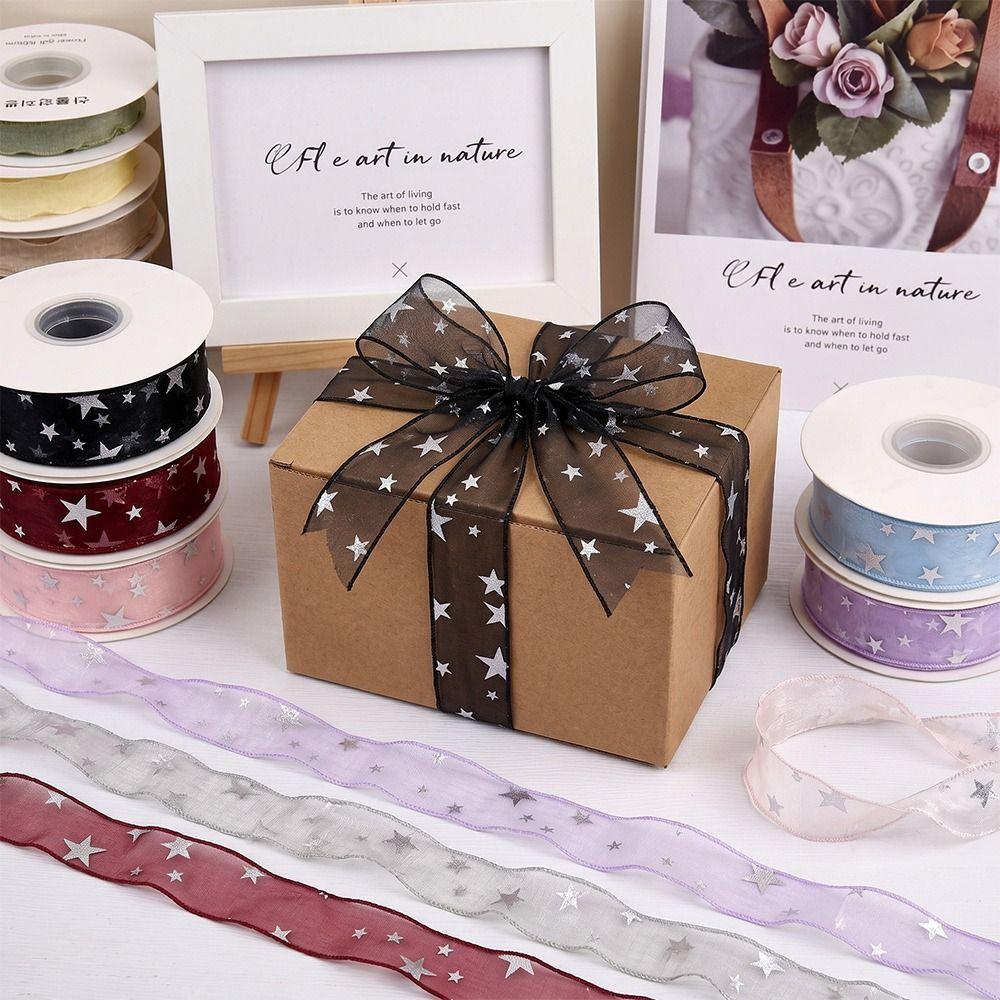 2.5cm Star Silk Ribbon Polyester Floral Bouquet Ribbon Creative Gifts Packaging Material