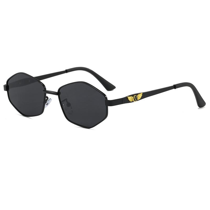 Trendy and fashionable men's polarized metal sunglasses polygonal frames personalized versatile anti-ultraviolet sunglasses European and American