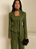 2026 Women's V-neck Scarf Decor Long Sleeve Casual Suit Jacket