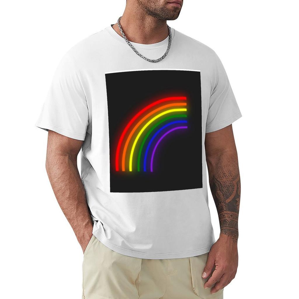 Neon Light Rainbow Tshirt Minimalist Plain Crew Neck Tshirt