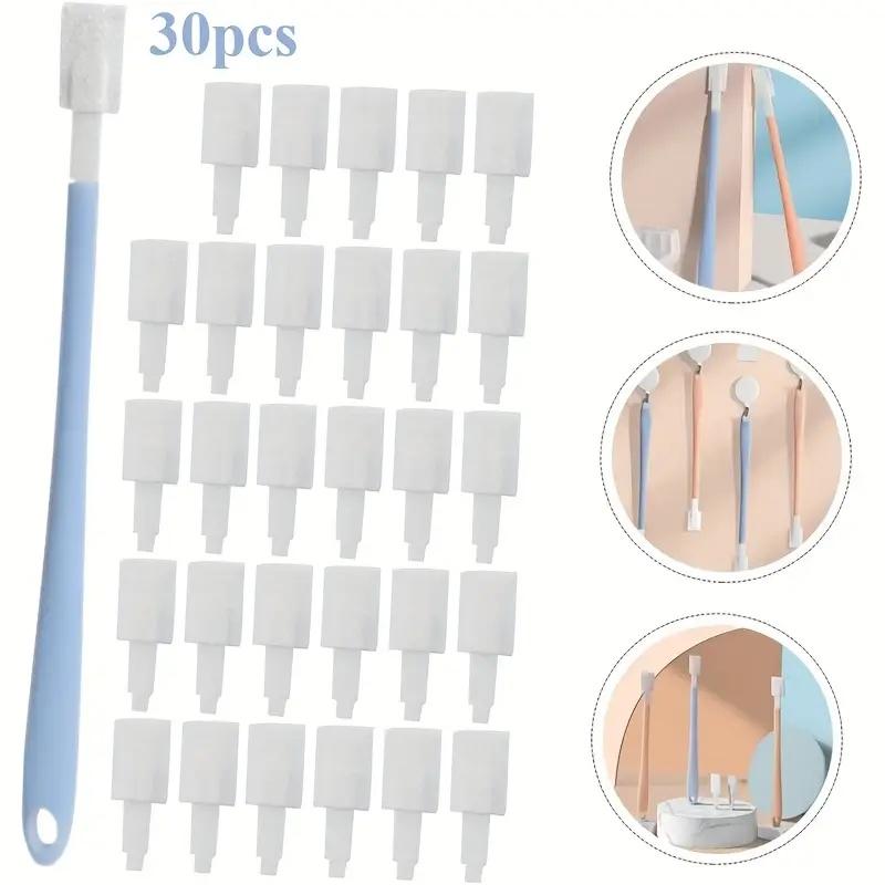 

30-Pack Crevice Cleaning Brushes with Replaceable Heads for Bathroom, Kitchen, Window Tracks & More, Blue. небо синє кольору