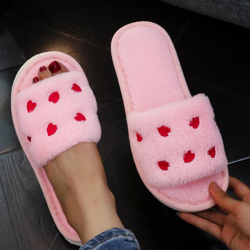 Four Seasons Women's Open-Toe Fluffy Slippers: Cozy, Cute, and Warm.
