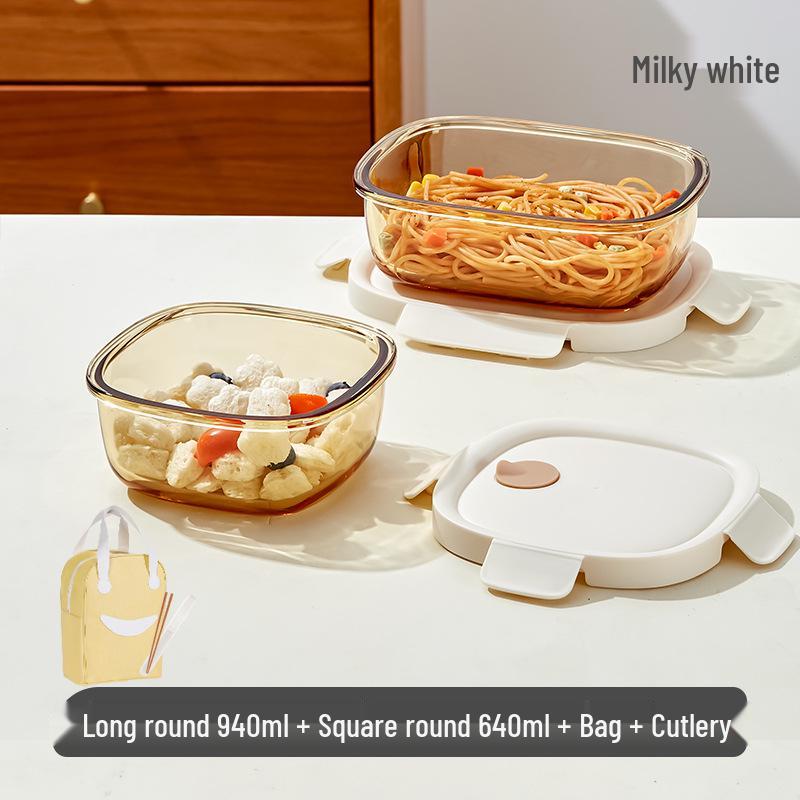 Xilekou Microwave-Safe Glass Lunch and Bento Box for Office & Takeaway