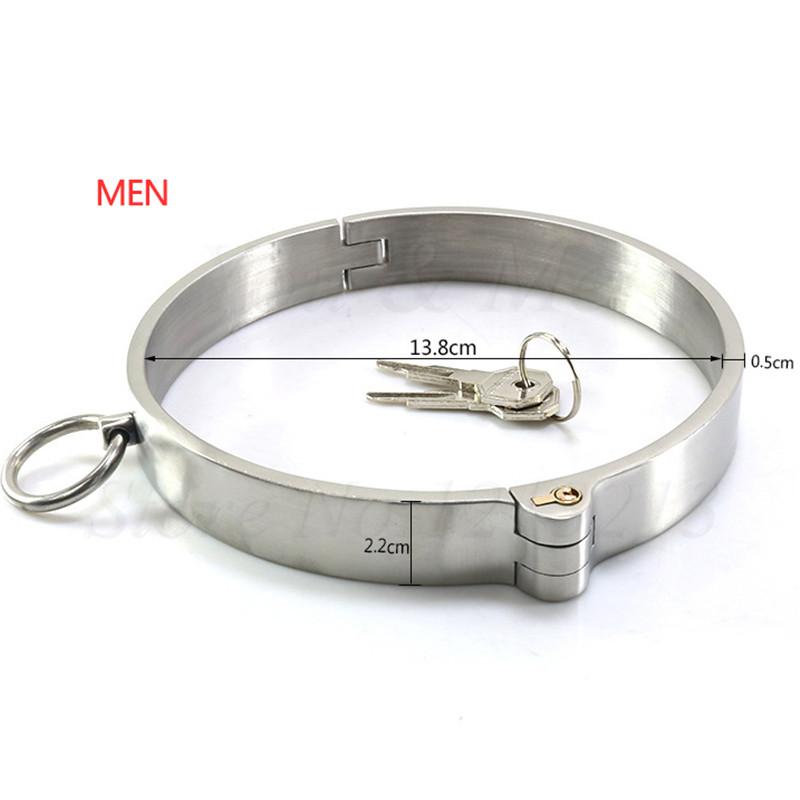 304 Stainless Steel Neck Collar Restraint Metal Choking Rings Premium Bondage Neck Slave Lockable Nacklace Fetish SM Sex Games