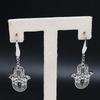 Hamsa Hand Stainless Steel Dangle Earrings Women Black Enamel Earrings Jewelry joyas de acero inoxidable para mujer E2037S02